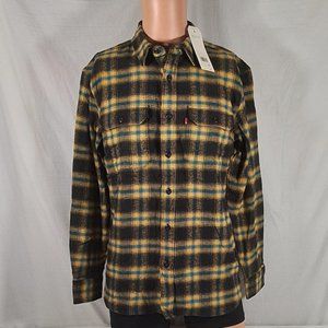 Men's Levi's Relaxed Fit Flannel Worker Overshirt Scottie Plaid Desert Sz: M-NWT